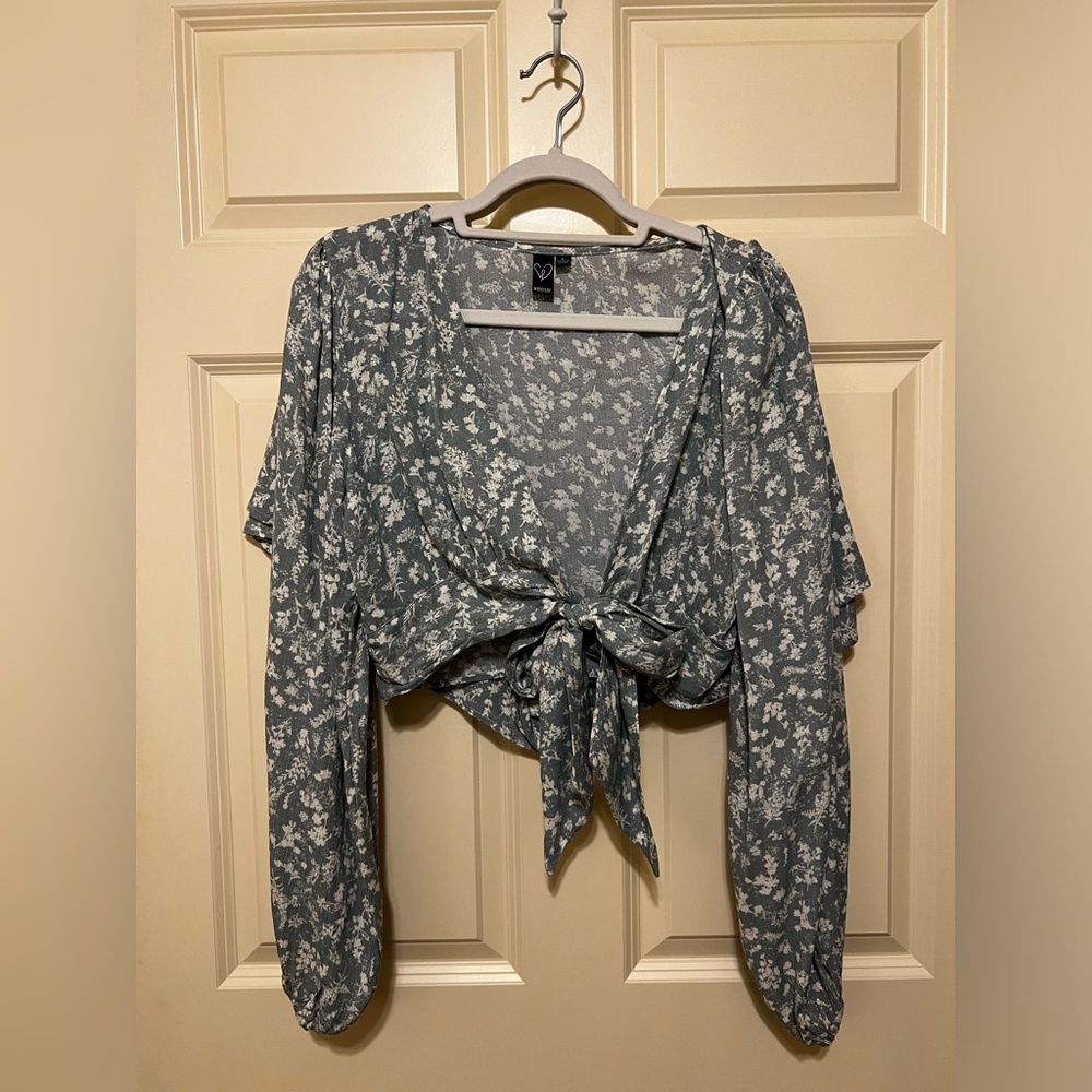 Blue Floral Set w/ Wrap Top & Flowy Shorts